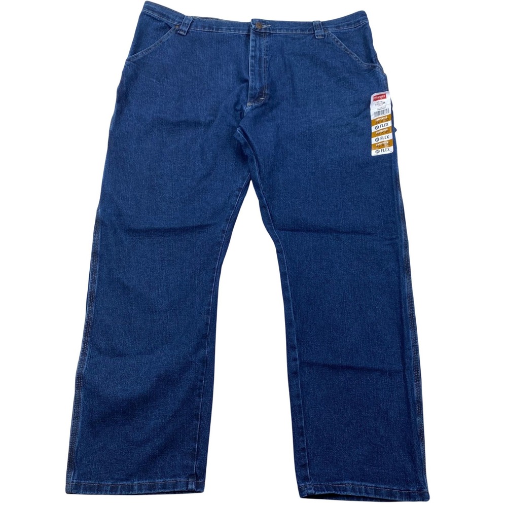 Wrangler Carpenter Jeans Mens 42x30 Blue Five Star Premium Flex Relaxed Fit NWT